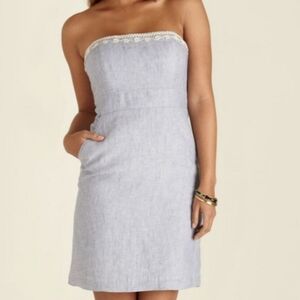 Vineyard Vines Corded Chambray Strapless Mini Lined Vacation Resort Dress